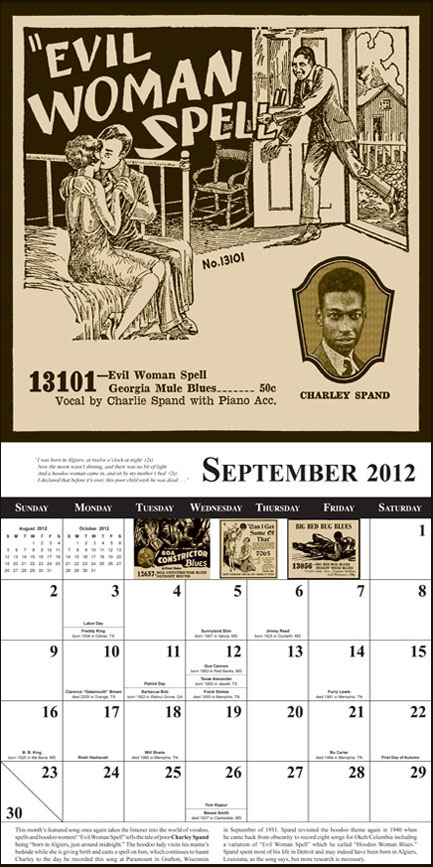 Tefteller 2011 Blues Calendar sample month